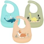 Lot de 3 bavoir en silicone bavoir d'alimentation etanche avec ramasse - miettes facilement lavable super ...