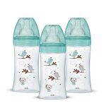 Lot de 3 biberons dodie anti - colique initiation + - verre - 270ml - 0 - 6 mois - ttine ronde - dbit ...
