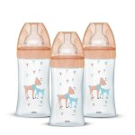Lot de 3 biberons dodie anti - colique sensation + - verre - 270ml - 0 - 6 mois - ttine plate - dbit ...