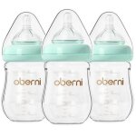 Lot de 3 biberons verre 150ml bleu anti - colique t�tine silicone taille s 0 - 3 mois borosilicat� lavable ...