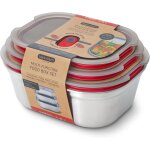 Lot de 3 boîtes repas hermétiques - inox compatible micro - onde, lave - vaisselle, four et congélateur ... Lot de 3 boîtes repas hermétiques - inox compatible micro - onde, lave - vaisselle, four et congélateur ...