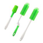 Lot de 3 brosses nettoyantes pour biberons, manche long / courbé / court, en silicone souple pour biberons ... Lot de 3 brosses nettoyantes pour biberons, manche long / courbé / court, en silicone souple pour biberons ...