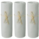 ?lot 3 draps housse coton gris perle - 60 x 120 cm