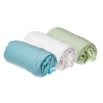 Lot de 3 draps housse coton pour lit b�b� 70x140 anis blanc turquoise