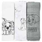 Lot de 3 langes en coton 60 x 60 cm 101 dalmatiens - babycalin