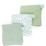 Lot de 3 langes - doomoo - gaze de coton biologique - certifi oeko - tex - vert