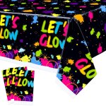 Lot de 3 nappes de fte glow non - couverture de table d'anniversaire en plastique let's glow, nappe ...
