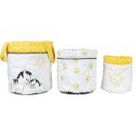Lot de 3 panieres gigognes - pluche et pompom