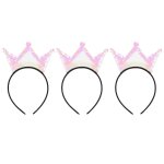 Lot de 3 serre - ttes couronne a paillettes blanches et roses pour enfants ¿ accessoire de fte d'anniversai ...