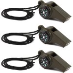 Lot de 3 sifflets de survie d'urgence 3 en 1 avec boussole et thermom�tre, sifflet de s�curit� puissant ...