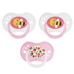 Lot de 3 sucettes jour / nuit silicone 6 - 18m fille - tigex