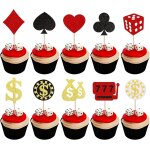 Lot de 30 dcorations de gteau de casino d'anniversaire paillettes casino cupcake toppers poker c?ur ...
