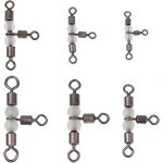 Lot de 30 emerillons de pche a 3 voies, 6 styles, en forme de t, avec perles lumineuses, connecteur ...