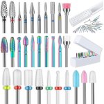 Lot de 30 forets a ongles avec support de 30 trous, 12 embout ponceuse ongles en carbure, 7 forets diamantés ... Lot de 30 forets a ongles avec support de 30 trous, 12 embout ponceuse ongles en carbure, 7 forets diamantés ...