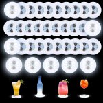 Lot de 35 dessous de verre led autocollants blancs super lumineux avec 6 perles lumineuses pour bar, ...