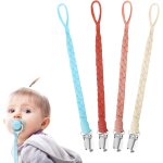Lot de 4 attaches factices, attaches t�tines sans bpa pour fille, attaches t�tines tress�es en coton ...