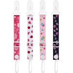 Lot de 4 attache sucette bébé fille - accroche tétine chainette avec clip universel rose Lot de 4 attache sucette bébé fille - accroche tétine chainette avec clip universel rose