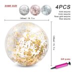 Lot de 4 ballons de plage gonflables a paillettes de 40 cm avec confettis