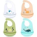 Lot de 4 bavoir en silicone bavoir d'alimentation etanche avec ramasse - miettes facilement lavable super ... Lot de 4 bavoir en silicone bavoir d'alimentation etanche avec ramasse - miettes facilement lavable super ...