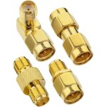 Lot de 4 connecteurs sma sma mle vers sma mle femelle rf raccord coaxial, ecrou barel, connecteur convertiss ...