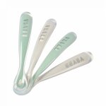 Lot de 4 cuill�res 1er age silicone velvet grey et sage green