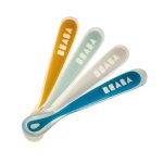 Lot de 4 cuillères bébé 1er repas soft en silicone rainbow (coloris assortis) - beaba Lot de 4 cuillères bébé 1er repas soft en silicone rainbow (coloris assortis) - beaba