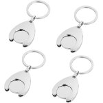 Lot de 4 jetons de chariot avec porte - clés en métal robuste - faites vos courses facilement Lot de 4 jetons de chariot avec porte - clés en métal robuste - faites vos courses facilement