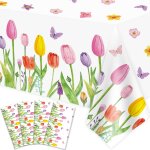 Lot de 4 nappes florales d'été en plastique pour mariage, fête prénatale, fête d'anniversaire, 130 x ... Lot de 4 nappes florales d'été en plastique pour mariage, fête prénatale, fête d'anniversaire, 130 x ...