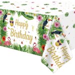 Lot de 4 nappes hawaïennes luau jetables en plastique - motif feuilles de palmier tropicales - pour l'été, ... Lot de 4 nappes hawaïennes luau jetables en plastique - motif feuilles de palmier tropicales - pour l'été, ...