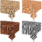 Lot de 4 nappes rectangulaires a imprimé animal, thème animaux de la jungle, léopard, tigre, zèbre, girafe, ... Lot de 4 nappes rectangulaires a imprimé animal, thème animaux de la jungle, léopard, tigre, zèbre, girafe, ...