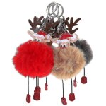 Lot de 4 porte - cls de nol en peluche avec boule en forme d'lan, cratif, dessin anim, pendentif ...