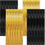 Lot de 4 rideaux a lamelles orange et jaune film mtallique a franges dcoration pour fte d'anniversaire, ...
