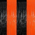 Lot de 4 rideaux a lamelles orange et jaune film mtallique a franges dcoration pour fte d'anniversaire, ...