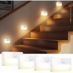 Lot de 4 veilleuses avec d�tecteur de mouvement led, eclairage d'armoire avec adh�sif, marche / arr�t ...