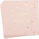 Lot de 40 serviettes happy birthday, décoration de table pour fête d'anniversaire, rose doré Lot de 40 serviettes happy birthday, décoration de table pour fête d'anniversaire, rose doré