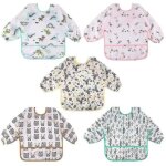 Lot de 5 bavoirs impermables a manches longues pour bb, unisexes, avec encolure rglable en velcro ...