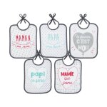 Lot de 5 bavoirs naissance message famille - babycalin