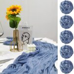 Lot de 5 chemin de table tissu bleu 90 x 400 cm nappe de table pour dcoration mariage boheme, fte d'annivers ...