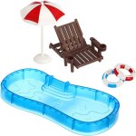 Lot de 5 dcorations miniatures pour piscine, maison de poupe, dcoration de plage, chaise de plage, ...