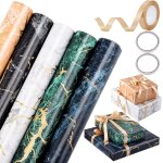 Lot de 5 rouleaux de papier cadeau marbré 43 cm x 3 m rouleau de papier cadeau d'anniversaire avec ruban ... Lot de 5 rouleaux de papier cadeau marbré 43 cm x 3 m rouleau de papier cadeau d'anniversaire avec ruban ...