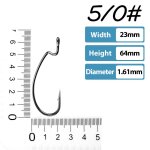 Lot de 50 hameons en acier a haute teneur en carbone pour la pche au bar, crochets a manivelle, appt ...