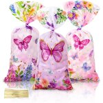 Lot de 50 petits sacs de fte personnaliss en cellophane avec motif papillon pour enfants, cadeaux de ...