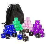Lot de 50 d�s a pois avec sac a cordon, 16 mm, six faces, ressource d'apprentissage, jeu de d�s, jeu ...