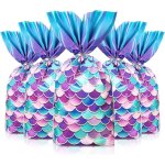 Lot de 50 sacs a bonbons en cellophane motif queue de poisson pour filles, dcorations de mariage, sacs ...