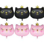 Lot de 6 ballons gonflables en forme de chat en aluminium motif animal, dcoration pour anniversaire ...