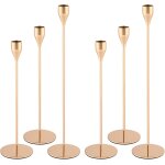 Lot de 6 bougeoirs hauts coniques dors pour chemine, mariage, dner aux chandelles, fte d'anniversaire, ...