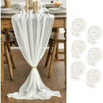 Lot de 6 chemins de table gaze mousseline bohême blanc laiteux 300 cm, décoration de cuisine vacances ... Lot de 6 chemins de table gaze mousseline bohême blanc laiteux 300 cm, décoration de cuisine vacances ...
