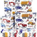 Lot de 6 feuilles construction pelleteuses tracteurs bulldozers camions benne basculante papier cadeau, ...