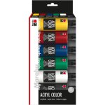 Lot de 6 flacons de peinture acrylique 80 ml en jaune moyen, rouge carmin, bleu moyen, vert jus, blanc ... Lot de 6 flacons de peinture acrylique 80 ml en jaune moyen, rouge carmin, bleu moyen, vert jus, blanc ...
