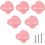 Lot de 6 jolis boutons de porte en céramique brillante rose en forme d'amour pour placard, placard, tiroir, ... Lot de 6 jolis boutons de porte en céramique brillante rose en forme d'amour pour placard, placard, tiroir, ...